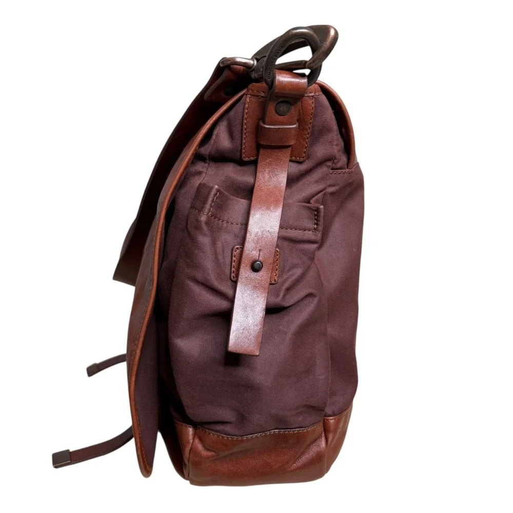 Francesco Biasia Brown Leather Messenger Bag Soft Laptop Work Travel Crossbody
